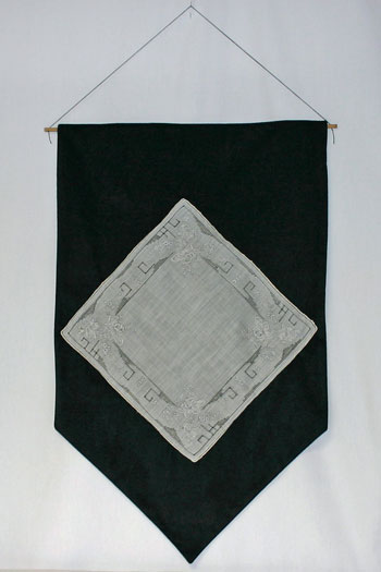 Handkerchief Wall Hanging finished and hanging on wall
