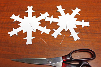 3D Paper Snowflake step 2 cut on dotted line