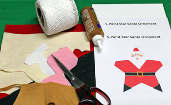 5 Point Star Santa Ornament materials and tools