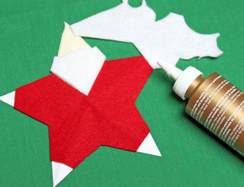 5 Point Star Santa Ornament step 12 glue hands