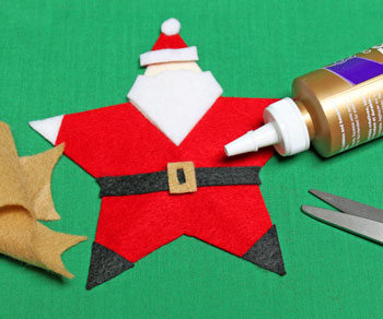 5 Point Star Santa Ornament step 19 cut and glue belt buckle