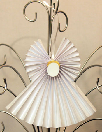 Easy Angel Crafts Accordian Folded Paper Angel Ornament finished white