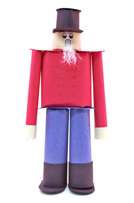 Construction Paper Nutcracker Doll finished and standing on guard