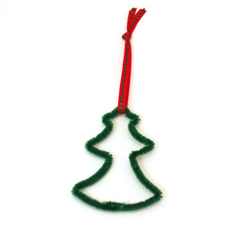 Easy Christmas Crafts Chenille Stem Christmas Tree step 10 add ribbon to the top of the tree