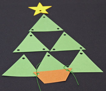 Easy Christmas Crafts Construction Paper Triangles Christmas Tree step 6 begin tying pieces together