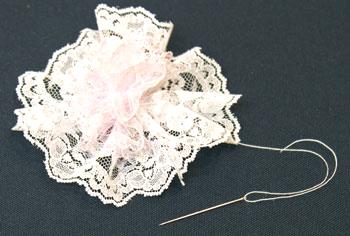 Easy Christmas Crafts Lace Flower Ornament step 9 attach narrow lace over large lace