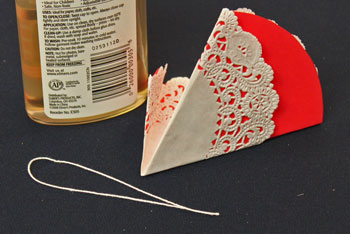 Easy Christmas Crafts Paper Doily Folded Christmas Tree Ornament version 2 step 7 apply glue