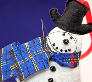 Easy Christmas Crafts Snowman step 22 attach scarf