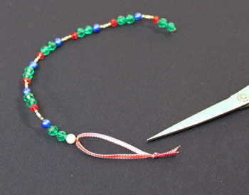 Easy Christmas Crafts Spiral Beaded Christmas Ornament Step 9 add ribbon loop