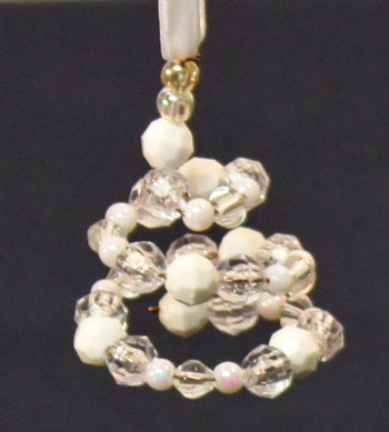 Easy Christmas Crafts Spiral Beaded Christmas Ornament white and clear beads