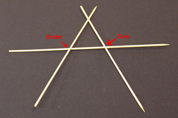 Easy Christmas Crafts Five Point Wooden Star step 3 add third skewer across the first two