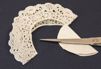 Easy Christmas Crafts Paper Doily Flower Ornament step 4 cut out center of doily