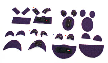 Easy Felt Crafts Emoti-Pumpkin step 20 cut and pin hook tape to one of each face shape