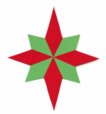 Easy Paper Crafts 8 Point Star finished red and green star