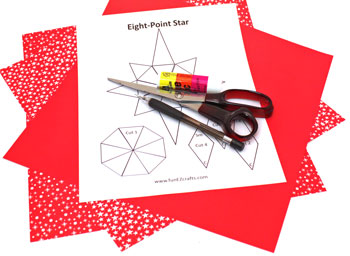 Easy Paper Crafts 8 Point Star materials and tools