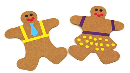 Easy Paper Crafts Gingerbread Man and Gingerbread Woman step 3 add yellow decorations