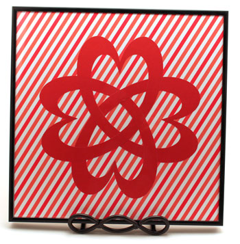 Easy paper crafts celtic designs celtic heart knot finished red on red stripes in black frame