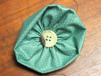 Fabric Flower Ornament step 8 add button