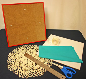 Frugal fun crafts framed doily materials and tools