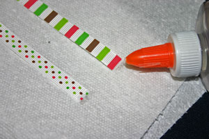 Frugal fun crafts mobius bracelet apply glue to ribbon ends