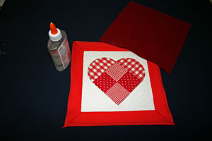 Frugal fun crafts punched quilt heart glue backing