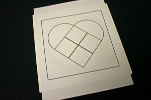 Frugal fun crafts punched quilt heart glue pattern to foam core