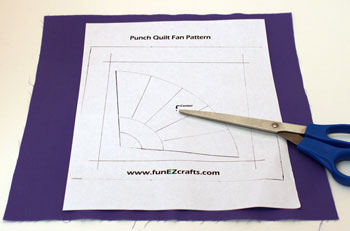 Fun Easy Punched Quilt Fan step 3 tape pattern on background