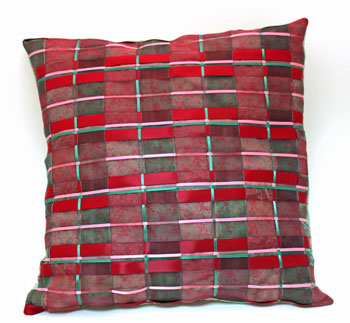 Fun Easy Woven Ribbon Pillow Plaid step 21 finished pillow rotated view