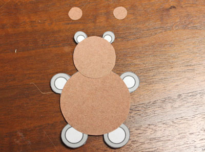 Paper Circles Teddy Bear step 7 glue dark ear circles