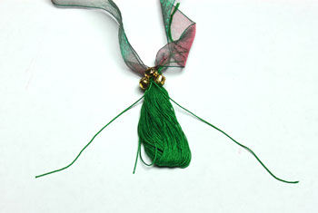 Ribbon and Bell Tassel Ornament step 15 secure bells