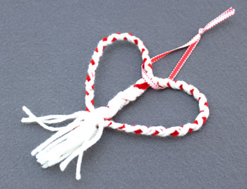 Yarn and Chenille Wire Heart Ornament step 18 add ribbon loop