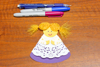 Cardstock and Doily Angel step 17 draw face