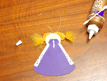 Cardstock and Doily Angel step 19 glue thread for hanging loop