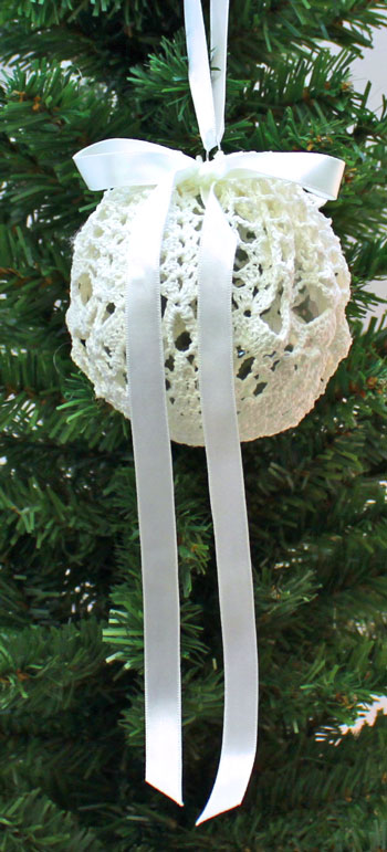 Crocheted Doily Wrapped Ornament