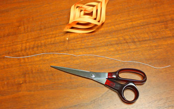 Cut Paper Square Ornament step 10 cut yarn
