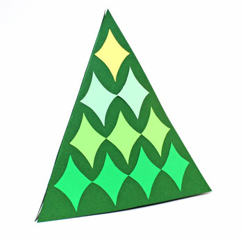 Diamond Shapes Christmas Tree green ombre on display
