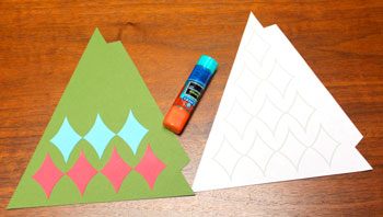 Diamond Shapes Christmas Tree step 6 glue second row