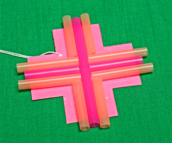 Drinking Straw Mosaic Ornament step 6 position second set of straws