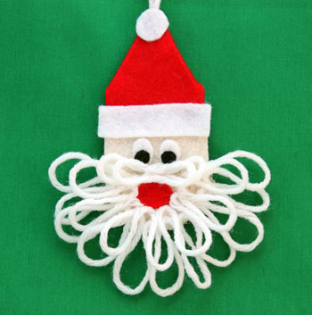 Easy Felt Santa Claus Ornament finished and on display
