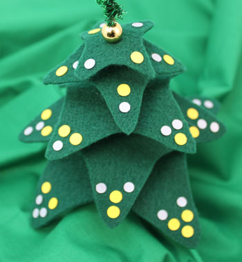 Felt and Chenille Wire Christmas Tree decorated