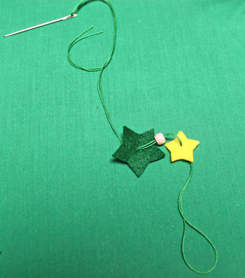 Felt Stars Christmas Tree step 4 add bead and second star