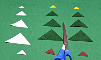 Felt Triangles Christmas Tree step 1 cut two of each shape