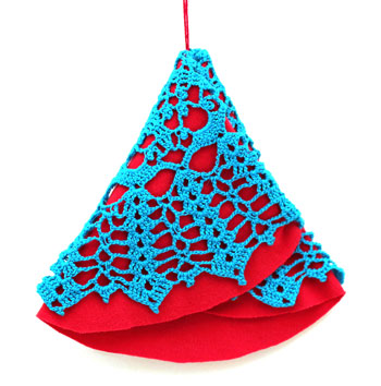folded crochet doily christmas tree
