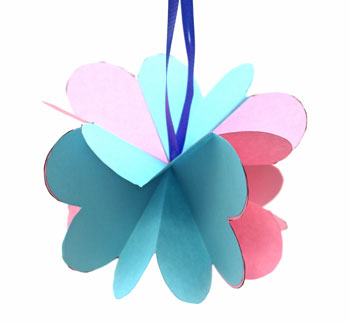 Folded Heart Ornament pretty pink and blue example
