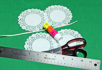 Folded Paper Doily Ornament materials and tools