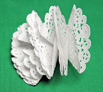 Folded Paper Doily Ornament step 8 glued shapes