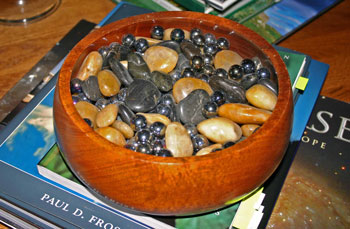 frugal fun crafts decorate with color wooden bowl with rocks and marbles