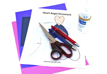 Heart Angel Ornament materials and tools