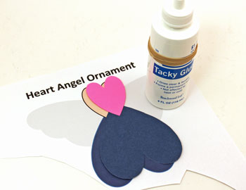 Heart Angel Ornament step 2 glue hearts together