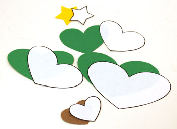 Heart Paper Christmas Tree Ornament step 1 cut shapes